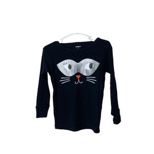 Carter's Girl Sz 18 Month NWT Black Kitty Cat Shirt Top Costume 100% Cotton